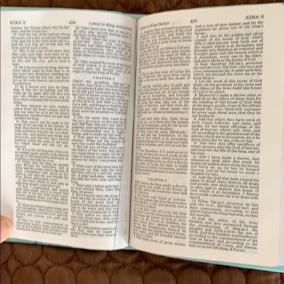 Floral Embossed Teal Colored Holy Bible - Picture 6 of 11